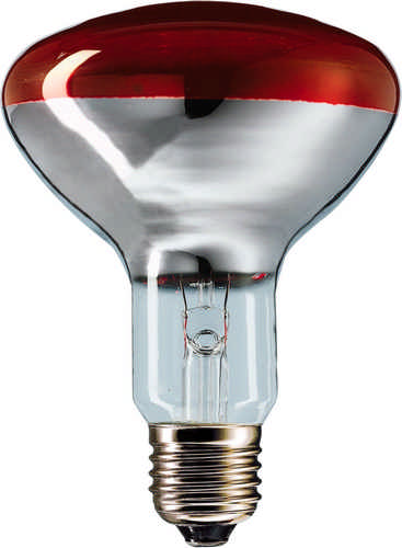 Philips Infrarotlampe 250 Watt BR125IR E27 Kolben silber Front rot