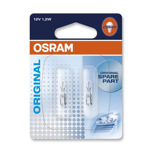 Osram 2 Stück 12 W 12 Volt W2x4.6d 2721-02B